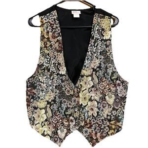 vintage 90s floral tapestry vest Avon fashions
